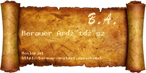 Berauer Arétász névjegykártya